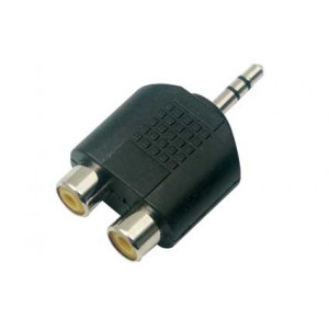 3.5mm Stereo Male to 2 RCA female Plastic Plug Adaptor